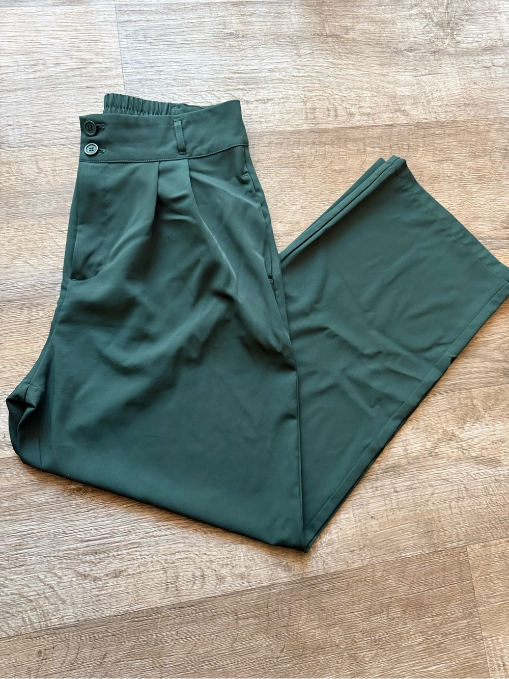 HALARA Dark Green High-Waist Wide-Leg Trousers